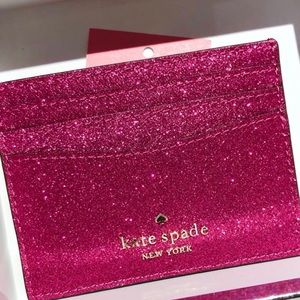 KATE SPADE LOLA TINSEL GLITTER SMALL SLIM CARDHOLDER NWT